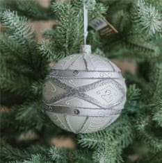 Decor By Glassor Vánoční koule stříbrná zdobená (Velikost: 8)