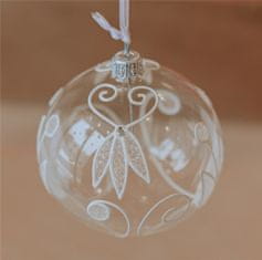 Decor By Glassor Vánoční koule transparentní s bílým zdobením (Velikost: 10)