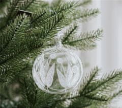 Decor By Glassor Vánoční koule transparentní s bílým zdobením (Velikost: 8)