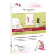 Tombow Watercoloring canvas set floral letters sada