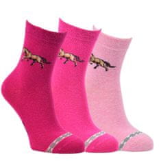 VIO  dětské barevné bavlněné vzorované elastické ponožky koně 8101523 3pack, 19-22