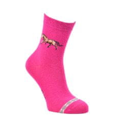 VIO  dětské barevné bavlněné vzorované elastické ponožky koně 8101523 3pack, 19-22