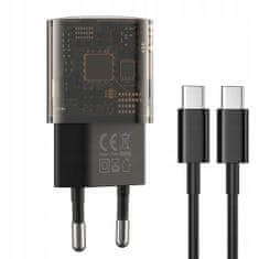 XO Síťová nabíječka USB-C QC PD 30W + kabel, černá