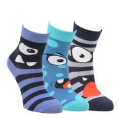VIO  dětské barevné bavlněné elastické vzorované protiskluzové ponožky 8101924 3pack, modrá, 19-22