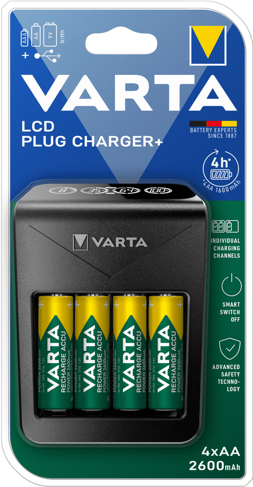 Levně Varta nabíječka baterií LCD Plug Charger+ včetně 4x AA 2600 mAh (57687101461)