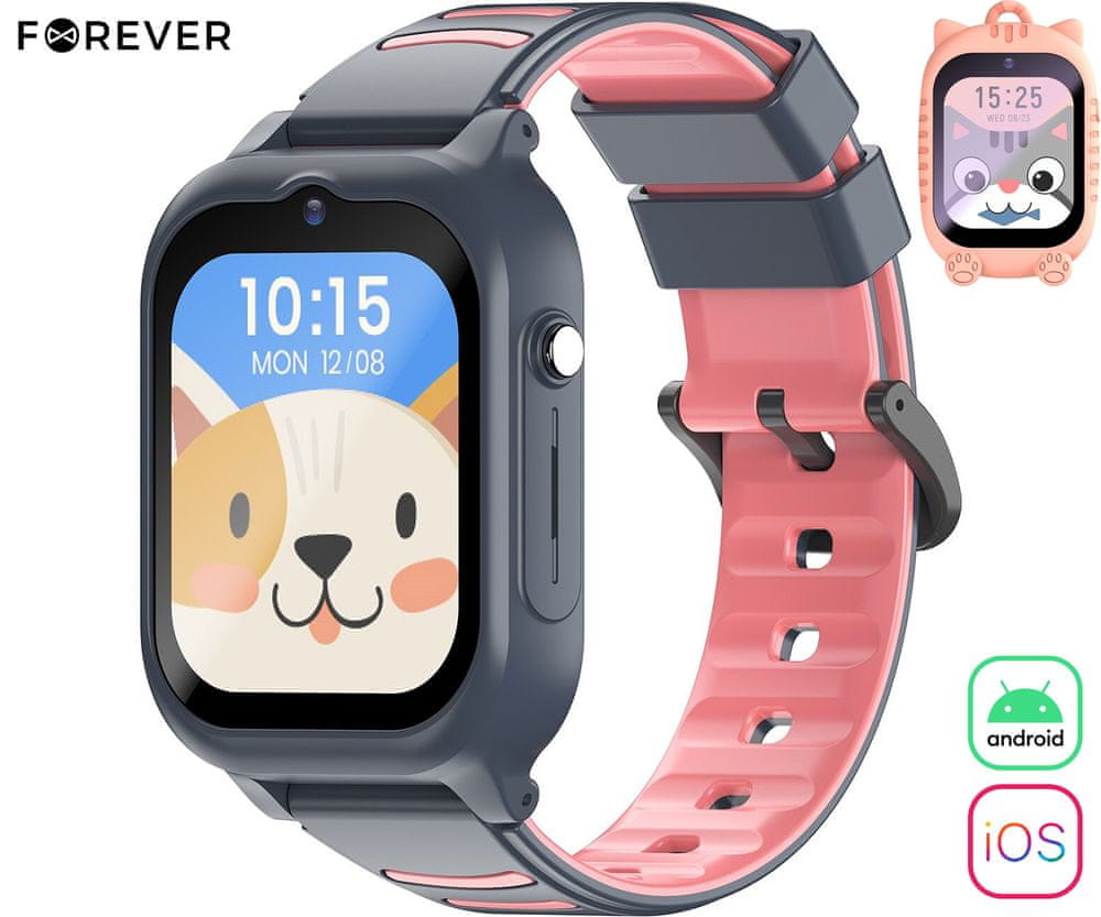 Levně Forever Chytré hodinky pro děti Kids Look Me 2 KW-510 4G/LTE, GPS, WiFi, růžové