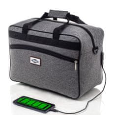 TopKing Cestovní taška RYANAIR 40 x 20 x 25 cm s USB, šedá/černá