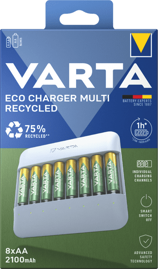 Varta nabíječka baterií Eco Charger Multi Recycled Box včetně 8 AA 2100 mAh Recycled (57682101121)