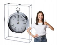 Koopman Nástěnné hodiny na stojanu moderní stříbrné 25x19 cm