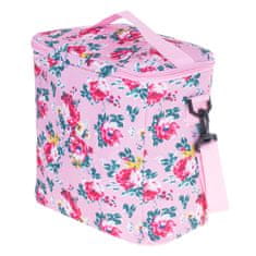 WOWO Růžová termotaška s květinovým vzorem 11L - pro oběd, piknik či pláž