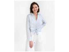 Magic Linen Lněná košile CALPE s dlouhým rukávem v modré barvě Pinstripe Velikost: L