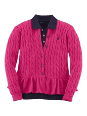 Ralph Lauren Dívčí svetr Peplum růžový velikost 140 140