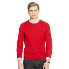 Ralph Lauren Svetr Cable Knit Tussah Silk Sweater červená L