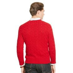 Ralph Lauren Svetr Cable Knit Tussah Silk Sweater červená L