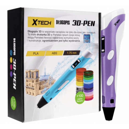 X TECH Magii Pen | 3D tiskárna | Fialová barva + 100 metrů PLA vlákna