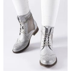 Stříbrné prolamované ploché boty velikost 37
