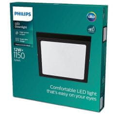 Philips LED Stropní přisazené svítidlo Philips Magneos 8719514328730 12W 1150lm 2700K IP20 21cm hranaté černé