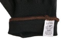 SIXTOL Rukavice pracovní z polyesteru polomáčené v polyuretanu GLOVE PE-PU 9, černé, velikost 9"