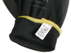 Rukavice pracovní z polyesteru polomáčené v polyuretanu GLOVE PE-PU 11, černé, velikost 11