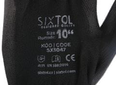 SIXTOL Rukavice pracovní z polyesteru polomáčené v polyuretanu GLOVE PE-PU 10, černé, velikost 10