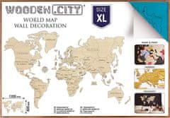 Wooden city Dřevěná mapa světa velikost XL (120x80cm) modrá