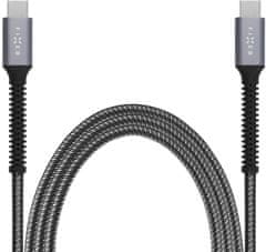 FIXED Dlouhý nabíjecí a datový odolný kabel Armor s konektory USB-C/USB-C a podporou PD, 2m, USB 2.0, 240W, šedý FIXDA-CC2-GR
