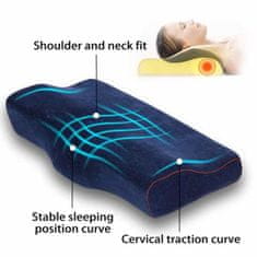 Netscroll Ergonomický anatomický polštář z paměťové pěny, 20% více pěny, 50*30 cm, snímatelný hypoalergenní pratelný potah, výborná podpora krku, ramen a zad, kvalitní a hluboký spánek, MemoryPillow