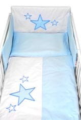 Baby Nellys Mantinel s povlečením Baby Stars - modrý, vel. 135x100, 40x60 cm