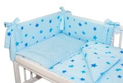 Baby Nellys 3-dílná sada mantinel s povlečením Minky Baby Stars - sv. modrá, 120x90cm