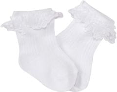Baby Nellys Bavlněné ponožky s krajkovým volánkem, bílé, vel. 86/92, 15-18, délka stélky: 11-18 cm.