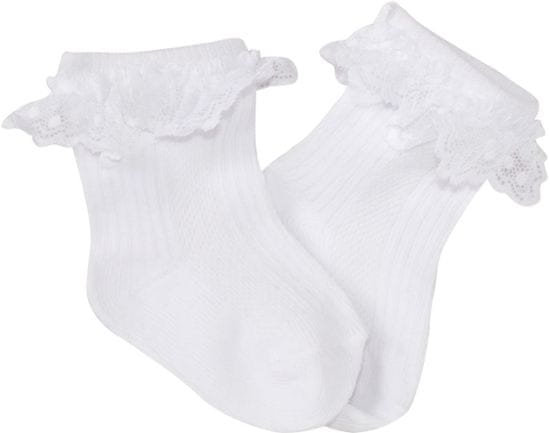 Baby Nellys Bavlněné ponožky s krajkovým volánkem, bílé, vel. 86/92, 15-18, délka stélky: 11-18 cm.