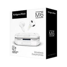 Krüger&Matz M6 Bezdrátová sluchátka s power bankou - bílá KMPM6-W