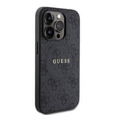 Guess  PU Leather 4G Colored Ring MagSafe Zadní Kryt pro iPhone 15 Pro Black
