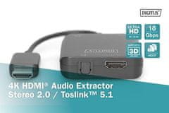 Digitus 4K HDMI Audio Extractor pro HDMI / Stereo 2.0 / Toslink 5.1