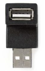 Nedis adaptér USB 2.0/ zástrčka USB-A - zásuvka USB-A zásuvka/ 480 Mbps/ kulatý/ poniklovaný/ PVC/ černý/ blistr