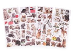 Kraftika 1karta 1 mix kočka papírové samolepky psi, kočky, štítky