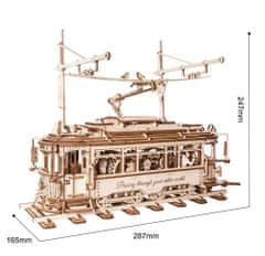 Robotime 3d dřevěné mechanické puzzle tramvaj
