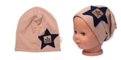 Baby Nellys Dětská čepice bavlna, Baby Star, Baby Nellys, cappuccino, vel. 80/86, (44-48cm)