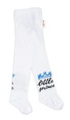 Baby Nellys Dětské punčocháče bavlněné, Little Prince - bílé s modrou korunkou, vel. 80/86 - 1 ks