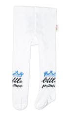 Baby Nellys Dětské punčocháče bavlněné, Little Prince - bílé s modrou korunkou, vel. 80/86 - 1 ks