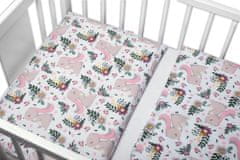 Baby Nellys 3-dílná sada, mantinel s povlečením Králíček na louce - růžová, bílá, 120 x 90, 40x60 cm