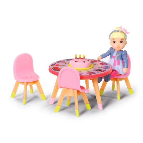 Zapf Creation BABY born Minis Sada s narozeninovým stolem, židličkami a panenkou - Lea