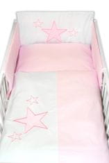 Baby Nellys Mantinel s povlečením Baby Stars - růžový, 120x90, 40x60 cm