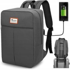 TopKing Cestovní batoh s USB RYANAIR 40 x 20 x 25 cm , šedá