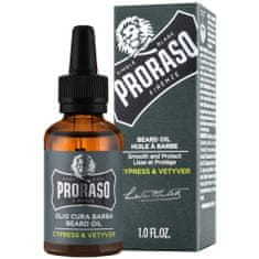 Proraso Cypress & Vetyver Beard Oil - cypřišový olej na vousy, 30ml, hloubkově hydratuje a vyživuje vousy