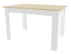 vyprodejpovleceni Bílý jídelní stůl s deskou v dekoru dub sonoma MADO 120x80