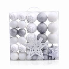 vyprodejpovleceni Sada vánočních ozdob LUX bílá/stříbrná, 76 ks