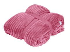 vyprodejpovleceni Luxusní růžová beránková deka z mikroplyše s pruhy, 150x200 cm