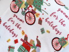 vyprodejpovleceni Bílá vánoční mikroplyšová deka SANTA NA KOLE, 150x200 cm