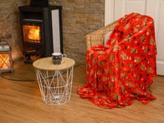 vyprodejpovleceni Červená vánoční mikroplyšová deka VÁNOCE, 180x200 cm